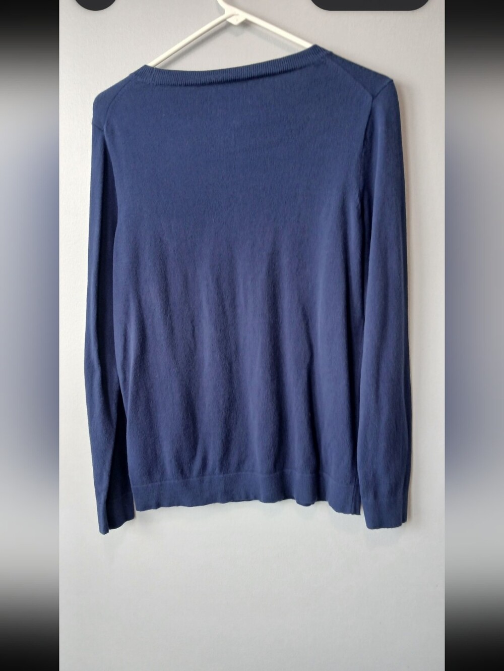 J. Crew Navy Crewneck Teddie Sweater Apple Print Womens Medium Teacher Classic - Picture 5 of 5